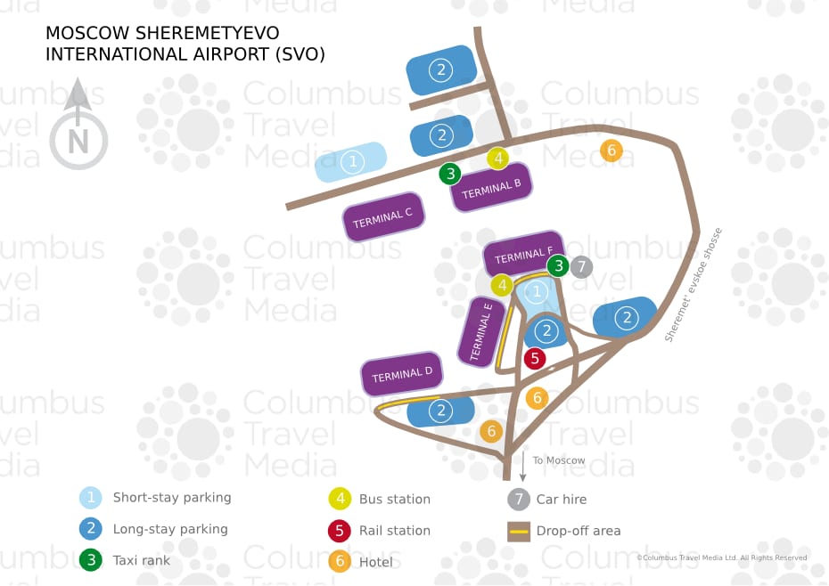 Mappa dell'aeroporto e dei terminal di Sheremetyevo (SVO)
